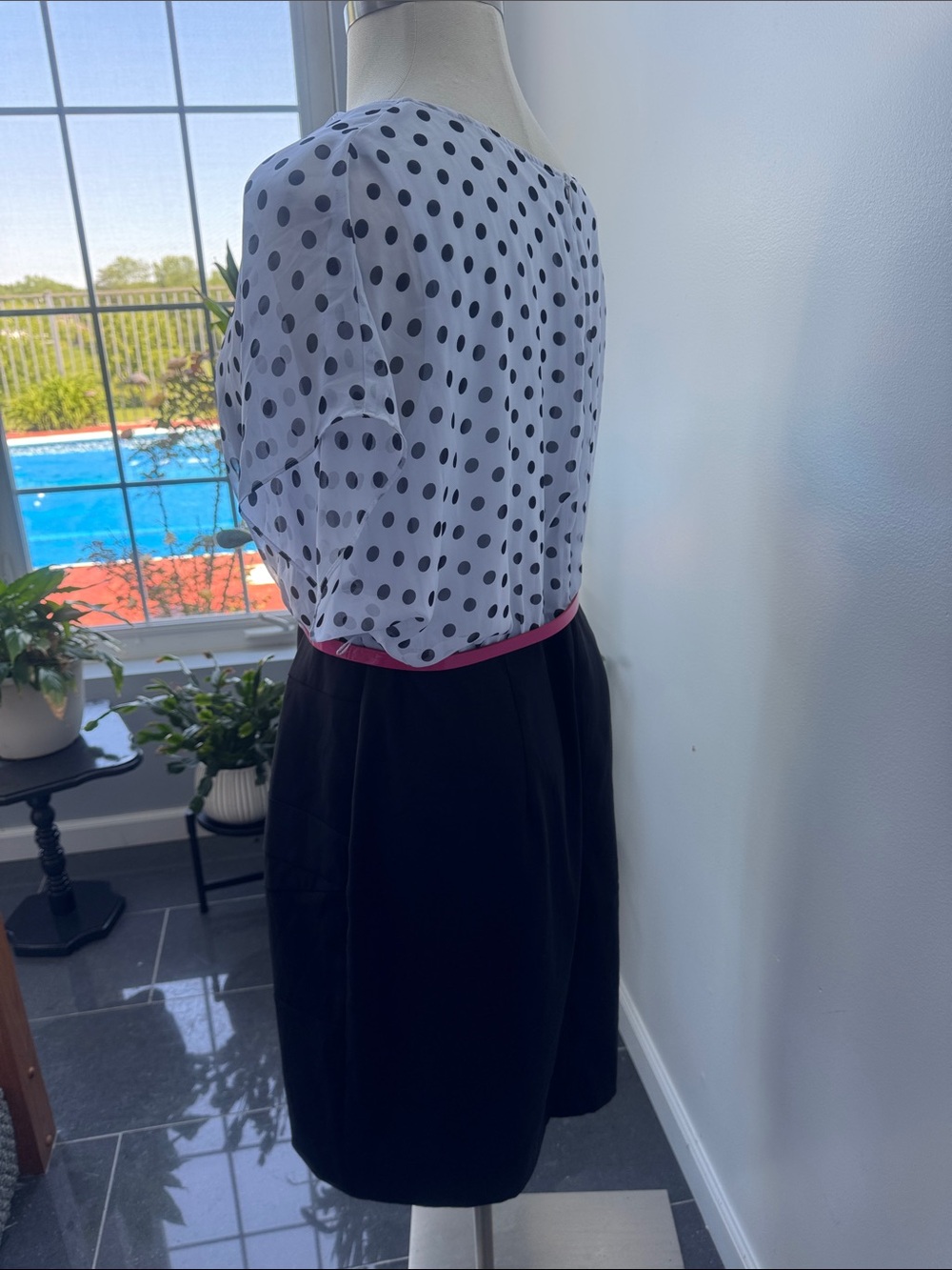 Alyx Dress with Polka Dot Bodice/Black Skirt and Pink Belt - Picture 3 of 6